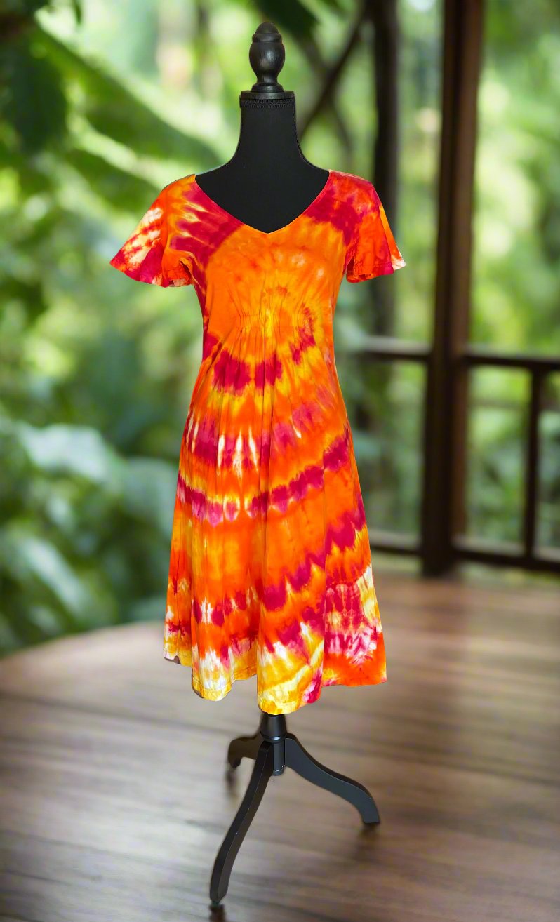 Cotton Butterfly Cinch-Front Dress Small