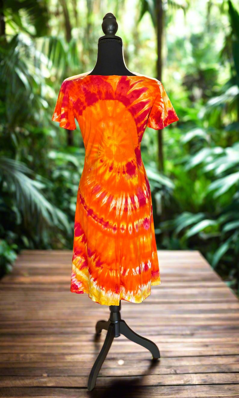 Cotton Butterfly Cinch-Front Dress Small
